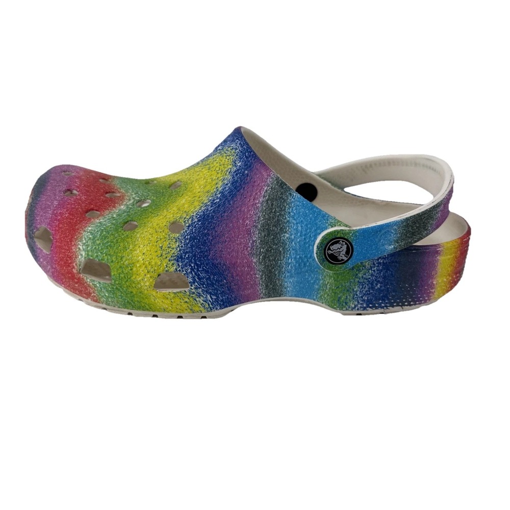 Crocs Rainbow Tie Dye Clogs Women 11 Men 9 Slip On Shoes